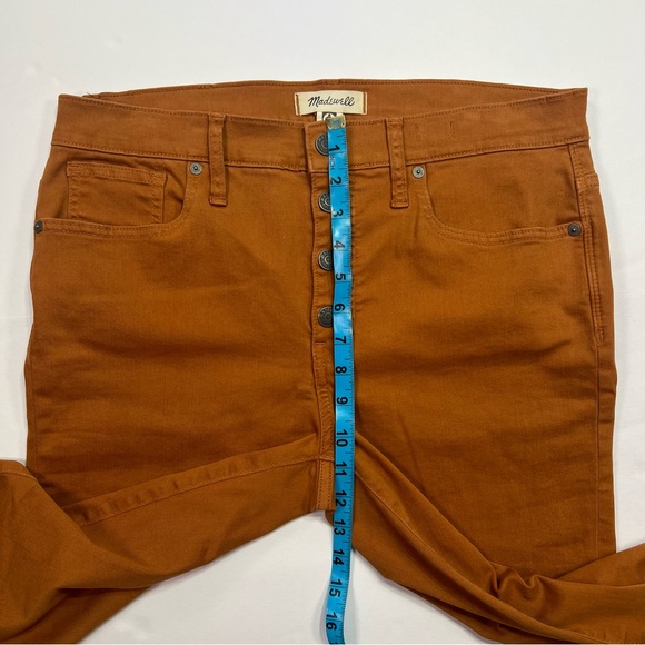 Madewell 9" Mid-Rise Skinny Jeans Button-Front Edition - burnt sienna, size 30T - Picture 13 of 15